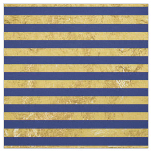 Blue And Gold Stripes Fabric Zazzle Elegant Gold Foil And Blue Stripe Pattern Fabric