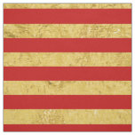 Elegant Gold Foil and Red Stripe Pattern Fabric