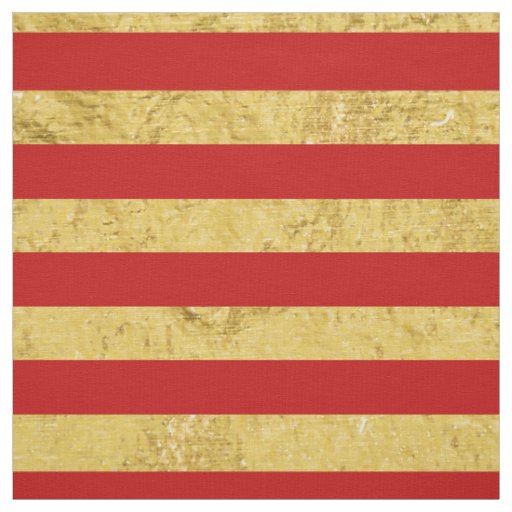 Elegant Gold Foil and Red Stripe Pattern Fabric