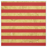Elegant Gold Foil and Red Stripe Pattern Fabric