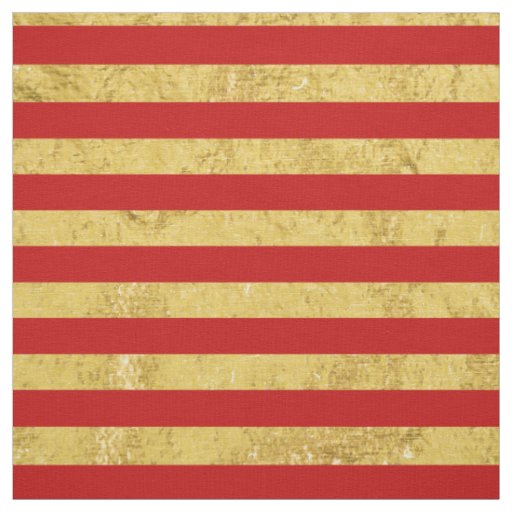 Elegant Gold Foil and Red Stripe Pattern Fabric