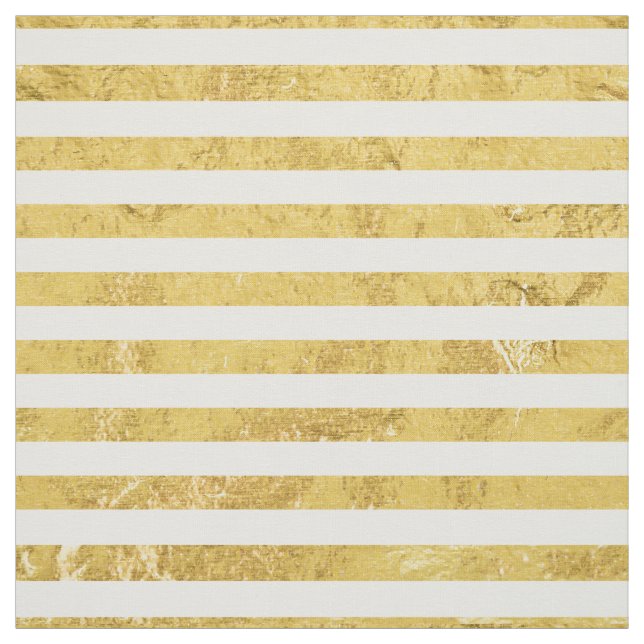 Elegant Gold Foil and White Stripe Pattern Fabric (Swatch)