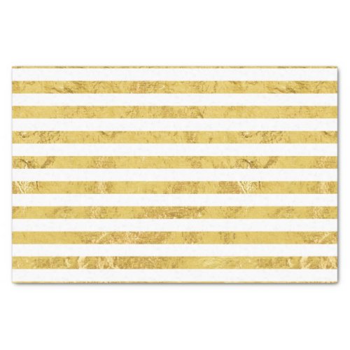 Elegant Gold Foil and White Stripe Pattern Tissue Paper