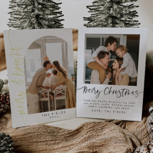 Elegant Gold Foil Arch Photo Holiday Card