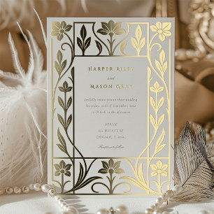 Elegant Gold Foil Art Deco Wedding Foil Invitation