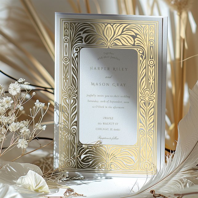 Elegant Gold Foil Art Deco Wedding Invitation (Creator Uploaded)