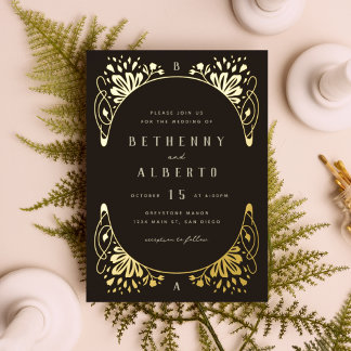 Elegant Gold Foil Art Nouveau Invitation