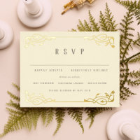 Elegant Gold Foil Art Nouveau RSVP