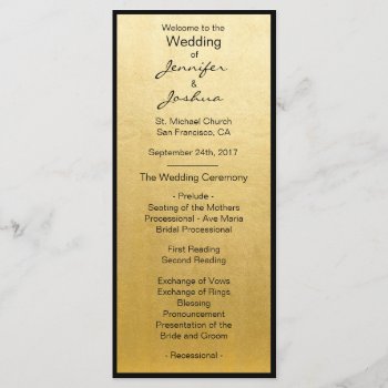 Elegant Gold Foil Black Design Wedding Programs by UniqueWeddingShop at Zazzle