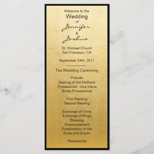 Elegant Gold Foil Black Design Wedding Programs