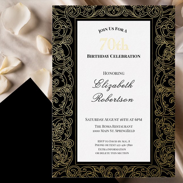 Elegant Gold Foil Border 70th Birthday Invitation (Creator Uploaded)