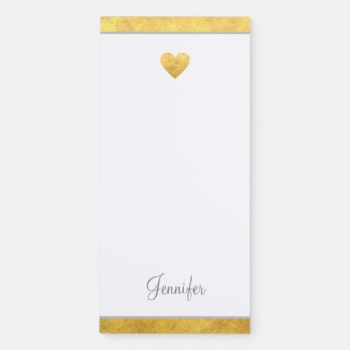 Elegant Gold Foil Border Heart Modern Script Magnetic Notepad