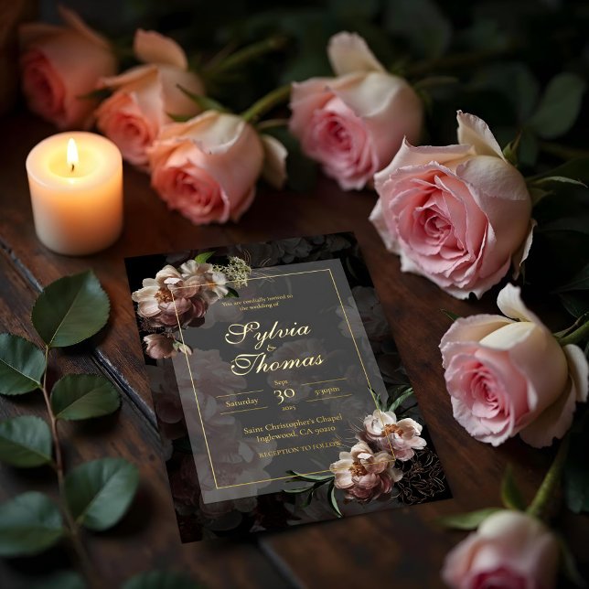 Elegant Gold Foil Botanical Wedding Invitation (Elegant Gold Foil Botanical Wedding Foil Invitation.)