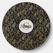 Elegant Gold Foil Branches and Leaf Pattern Wireless Charger (Front)
