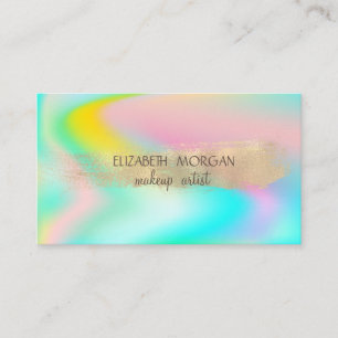 Elegant Gold Foil Brush Stroke,Holographic Ombre Business Card