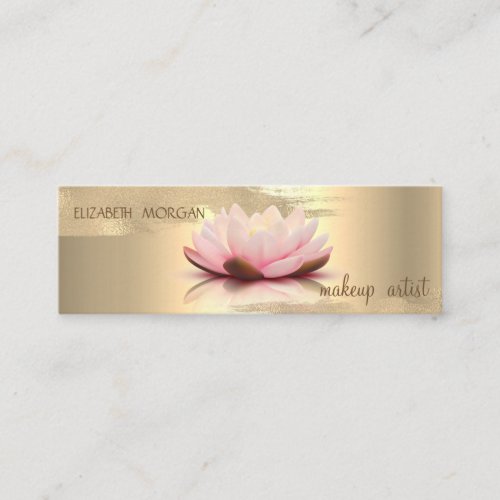 Elegant Gold Foil Brush Stroke Lotus Mini Business Card