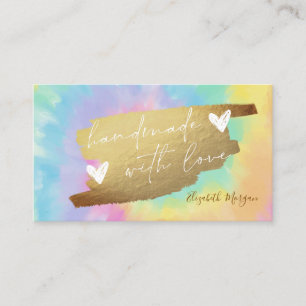 Elegant Gold Foil Brush Stroke Tie Dye Handmade Business Card