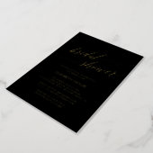 Elegant Gold Foil Calligraphy Black Bridal Shower Foil Invitation (Rotated)