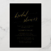Elegant Gold Foil Calligraphy Black Bridal Shower Foil Invitation (Front)