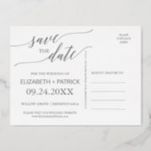 Elegant Gold Foil Calligraphy Black Save the Date Foil Invitation Postcard (Back)