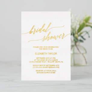 Elegant Gold Foil Calligraphy Bridal Shower Invitation