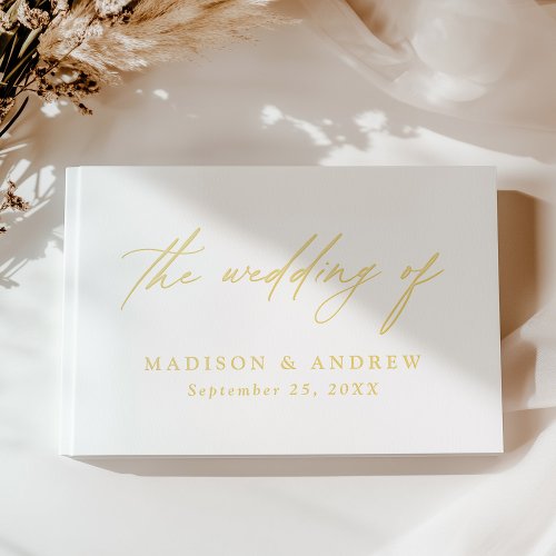 Elegant Gold Foil Calligraphy Photo Wedding Foil Guest Book