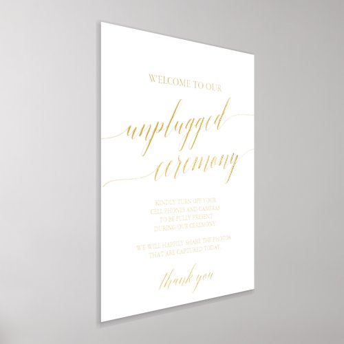Elegant Gold Foil Calligraphy Unplugged Ceremony Foil Prints