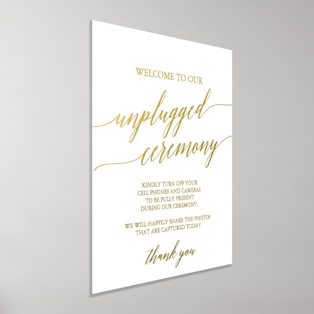 Elegant Gold Foil Calligraphy Unplugged Ceremony Foil Prints (Laydown)