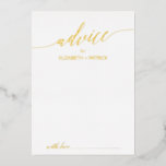 Elegant Gold Foil Calligraphy Wedding Advice Foil Invitation<br><div class="desc">This elegant gold foil calligraphy wedding advice card is perfect for a simple wedding and can be used for any event. The neutral design features a minimalist card decorated with romantic and luxurious real pressed gold foil typography. These advice cards can be used as a guestbook alternative for a wedding...</div>