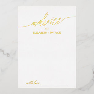 Elegant Gold Foil Calligraphy Wedding Advice Foil Invitation