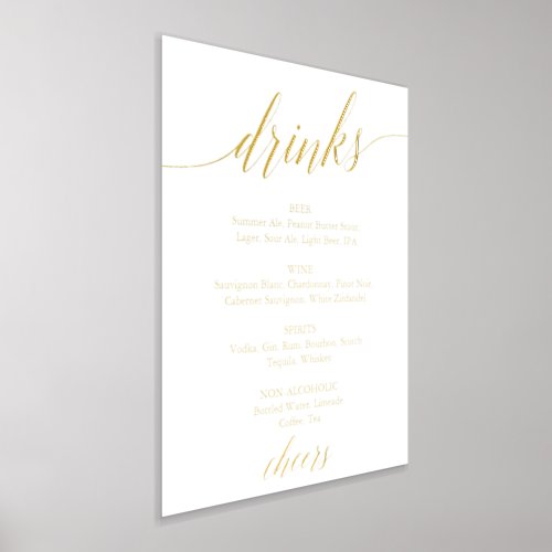 Elegant Gold Foil Calligraphy Wedding Drink Menu Foil Prints