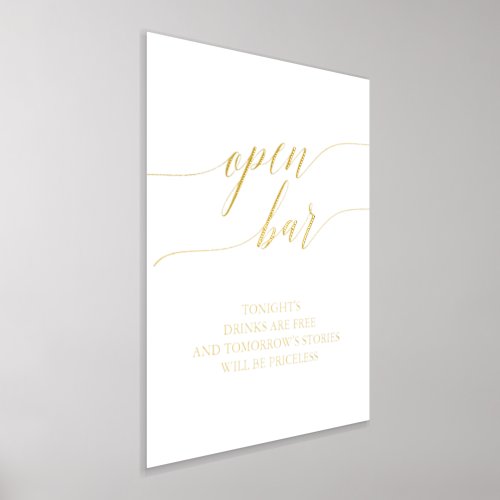 Elegant Gold Foil Calligraphy Wedding Open Bar Foil Prints