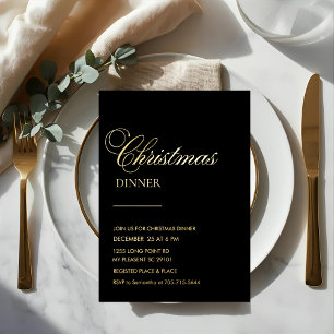 Elegant Gold Foil Christmas Dinne Invitation