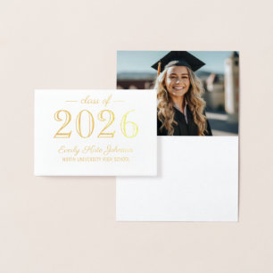 Elegant Gold Foil Class of 2026 Thank You Card