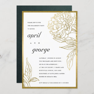 ELEGANT GOLD FOIL CLASSY FLORAL ENGAGEMENT INVITE