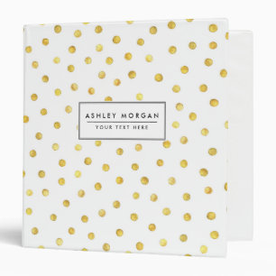 Elegant Gold Foil Confetti Dots 3 Ring Binder