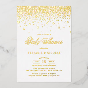 Elegant Gold Foil Confetti Dots Baby Shower Invitation