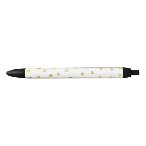 Elegant Gold Foil Confetti Dots Black Ink Pen