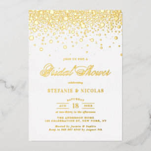 Elegant Gold Foil Confetti Dots Bridal Shower Invitation