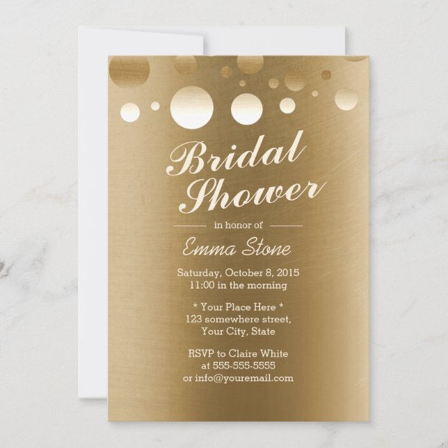 Elegant Gold Foil Confetti Dots Bridal Shower Invitation (Front)