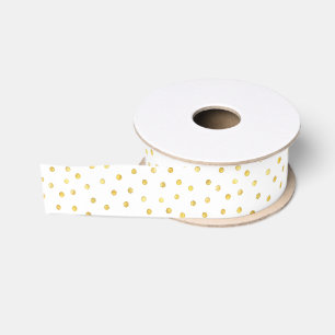 Elegant Gold Foil Confetti Dots Grosgrain Ribbon