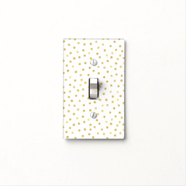 Elegant Gold Foil Confetti Dots Light Switch Cover (In Situ)