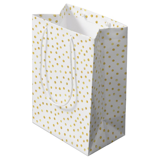 Elegant Gold Foil Confetti Dots Medium Gift Bag (Back Angled)