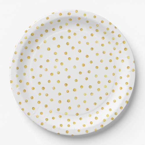 Elegant Gold Foil Confetti Dots Paper Plates
