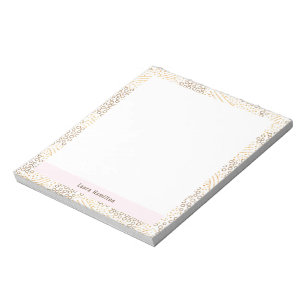 Elegant Gold Foil Confetti Frame White Holiday Notepad
