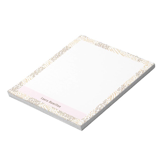 Elegant Gold Foil Confetti Frame White Holiday Notepad (Rotated)
