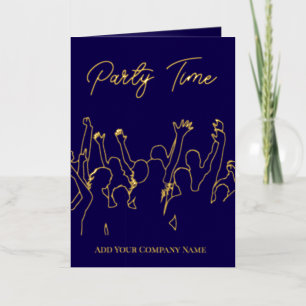 Elegant Gold Foil Corporate Party Navy Blue Foil Holiday Card