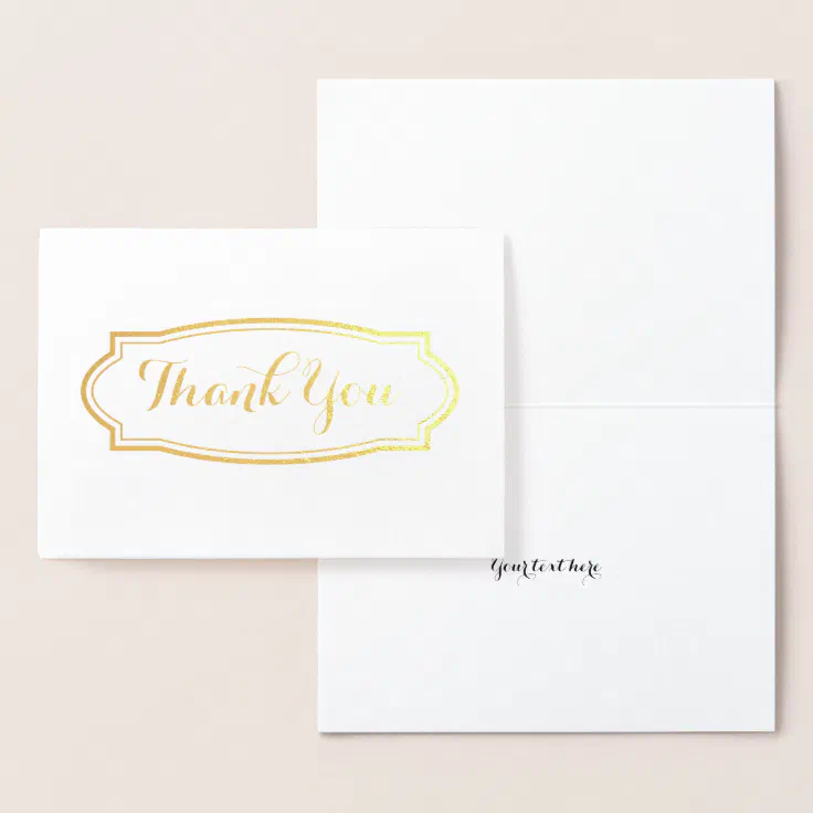 Elegant gold foil custom thank you wedding cards | Zazzle