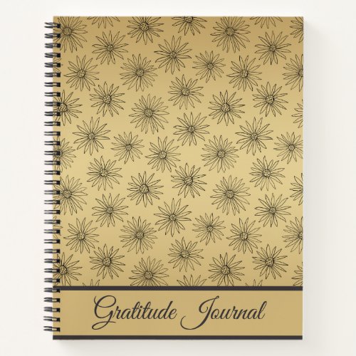 Elegant Gold Foil Daisy Flower Gratitude Journal 