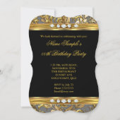 Elegant Gold Foil Damask Black Diamond Birthday 2 Invitation (Front)